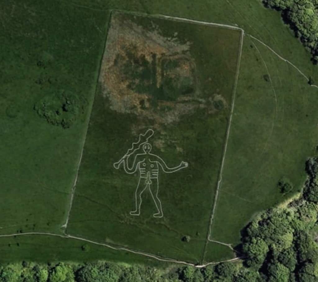 Cerne Abbas Giant.  Μυστήρια μέρη στο Google Earth.