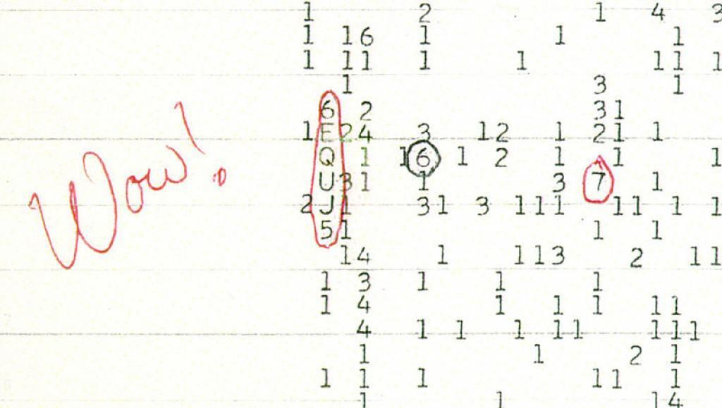 Scan of computer printout with Wow! written in ink
