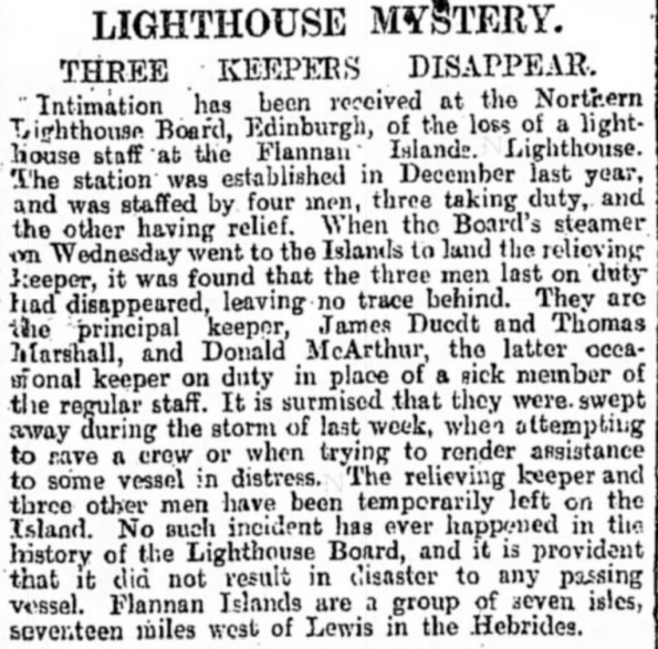 Missing Three Flannan Isles Lighthouse Keepers Historic Mysteries