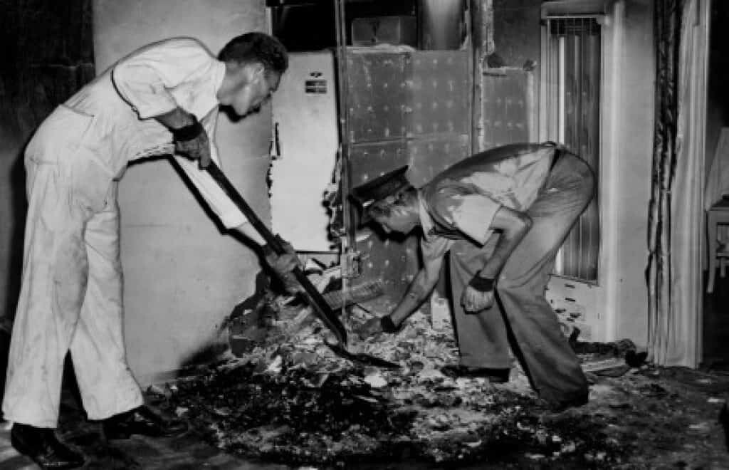The consumed remains of Mary Reeser. Only a left foot remained.