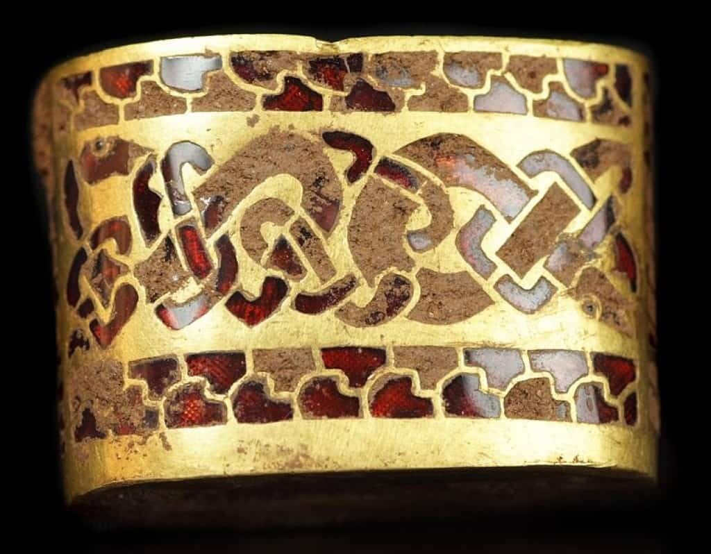 A sword hilt fitting from the Staffordshire Hoard.