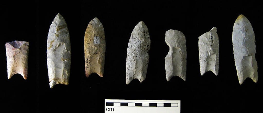 Clovis points from the Rummells-Maske Site, Cedar County, Iowa.