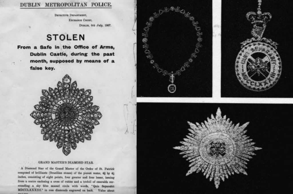 Dublin police announcement regarding the lost treasures of the crown jewels.
