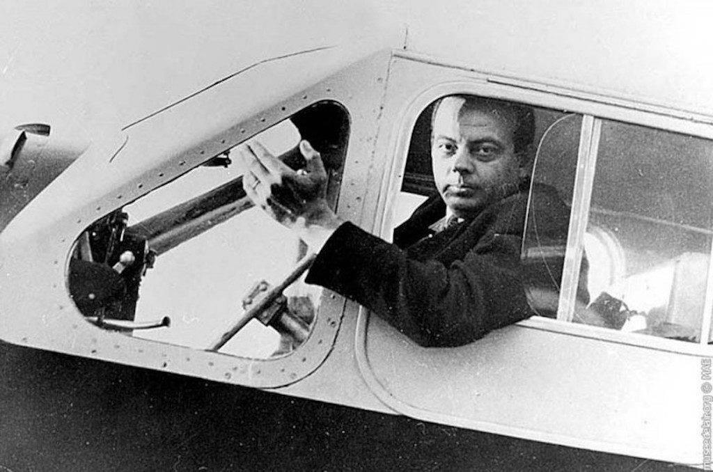 Antoine De Saint-Exupéry in the cockpit.