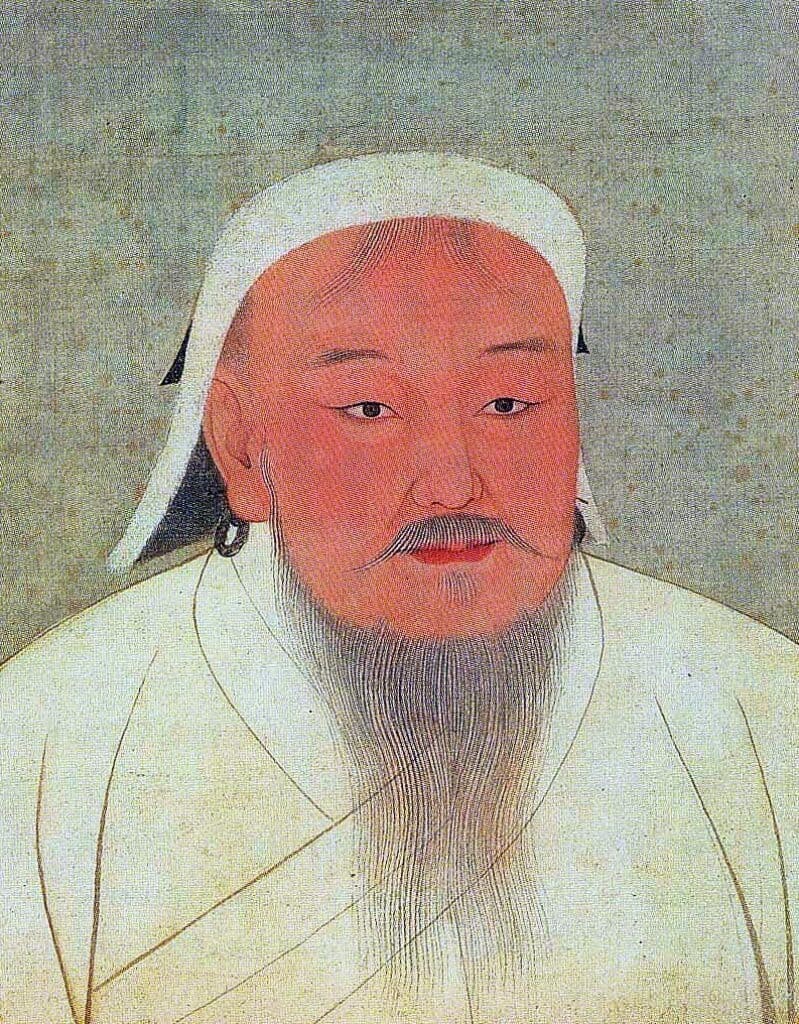 Portrait of Genghis Khan, ca. 14th century, public domain.