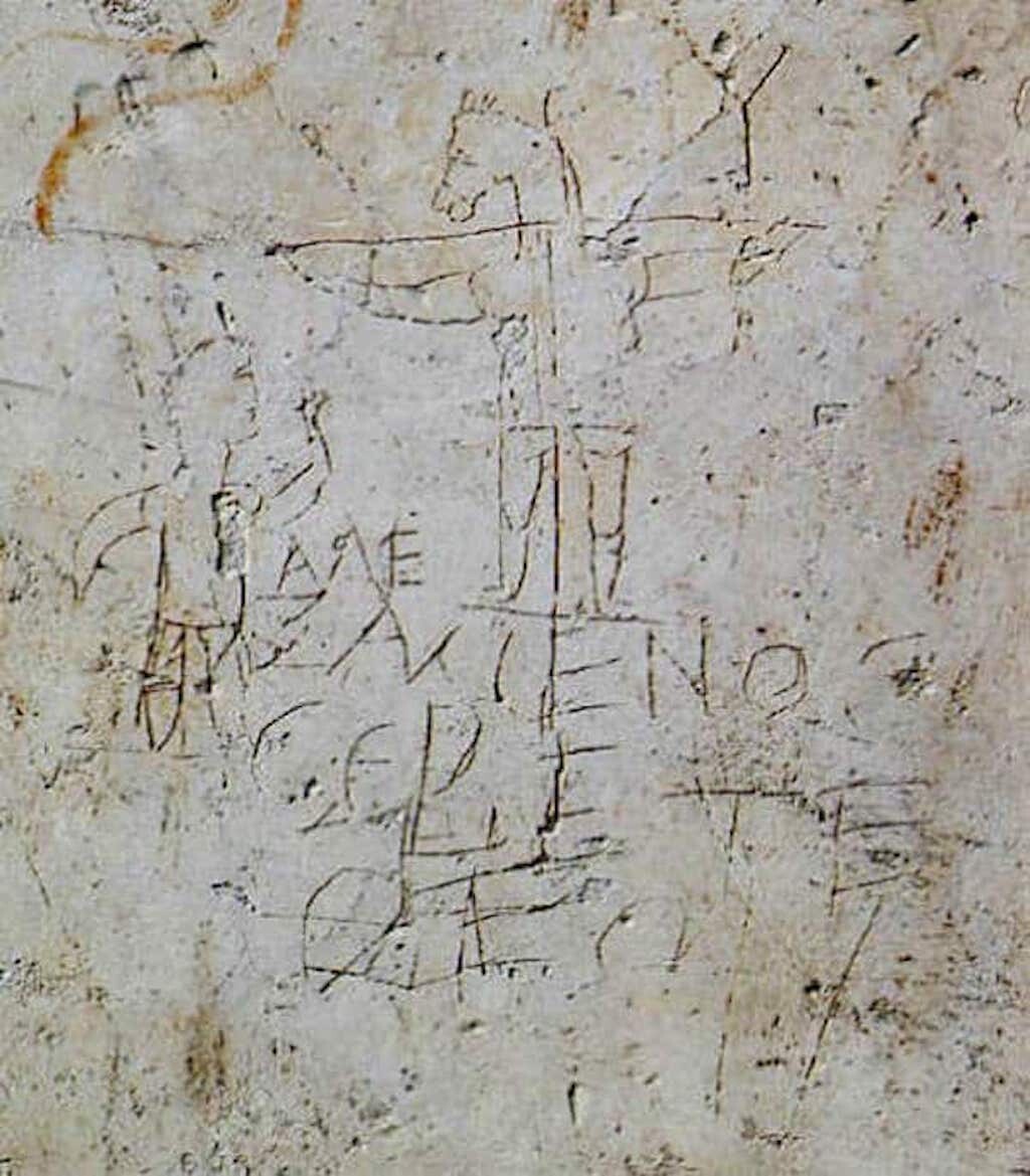 Graffiti mocking Christianity and Jesus Christ.