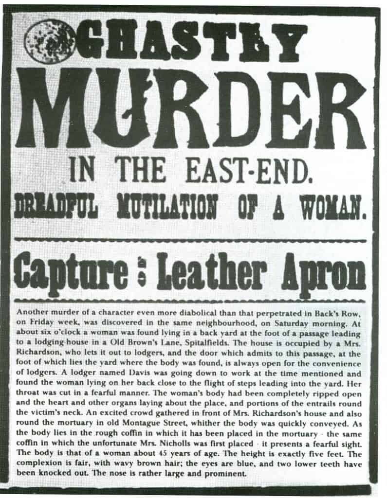 An 1888 newspaper headline reporting on a Jack the Ripper murder.