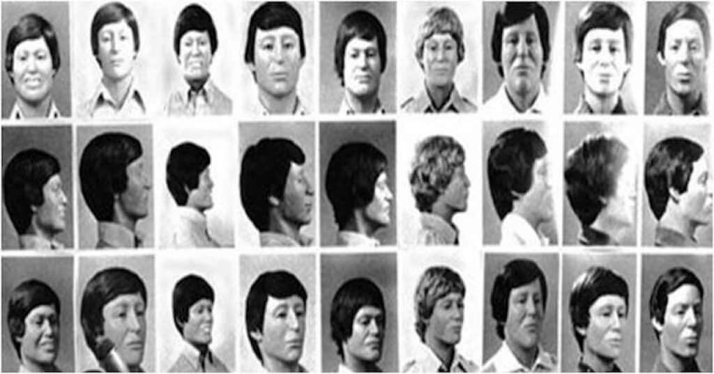 Reconstructed faces of the unidentified victims of John Wayne Gacy.