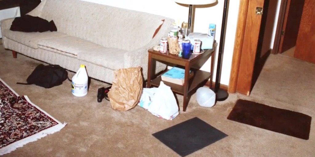 Police photo of Jeffrey Dahmer's living room.