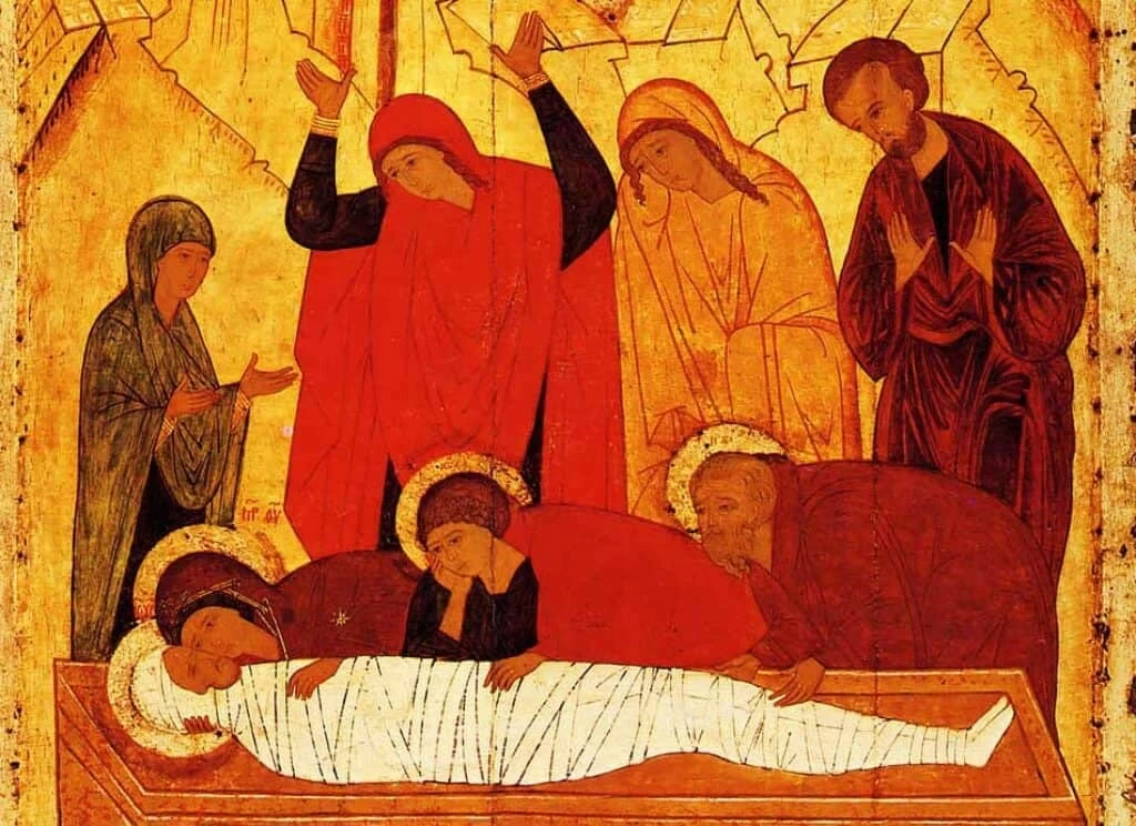 15th Century Painting: Lamentation at the Tomb.