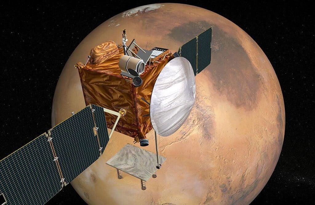 Is there such a thing as the Great Galactic Ghoul? This illustration depicts a concept for NASA's Mars Telecommunications Orbiter. NASA.