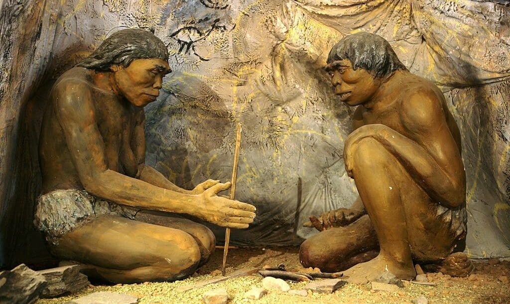 Siberians crossed Beringia to become the first humans to step foot in the Americas. Diorama in the National Museum of Mongolian History, public domain.
