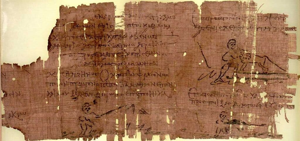 An Oxyrhynchus papyrus fragment of a poem about the Labors of Heracles. 3rd century.