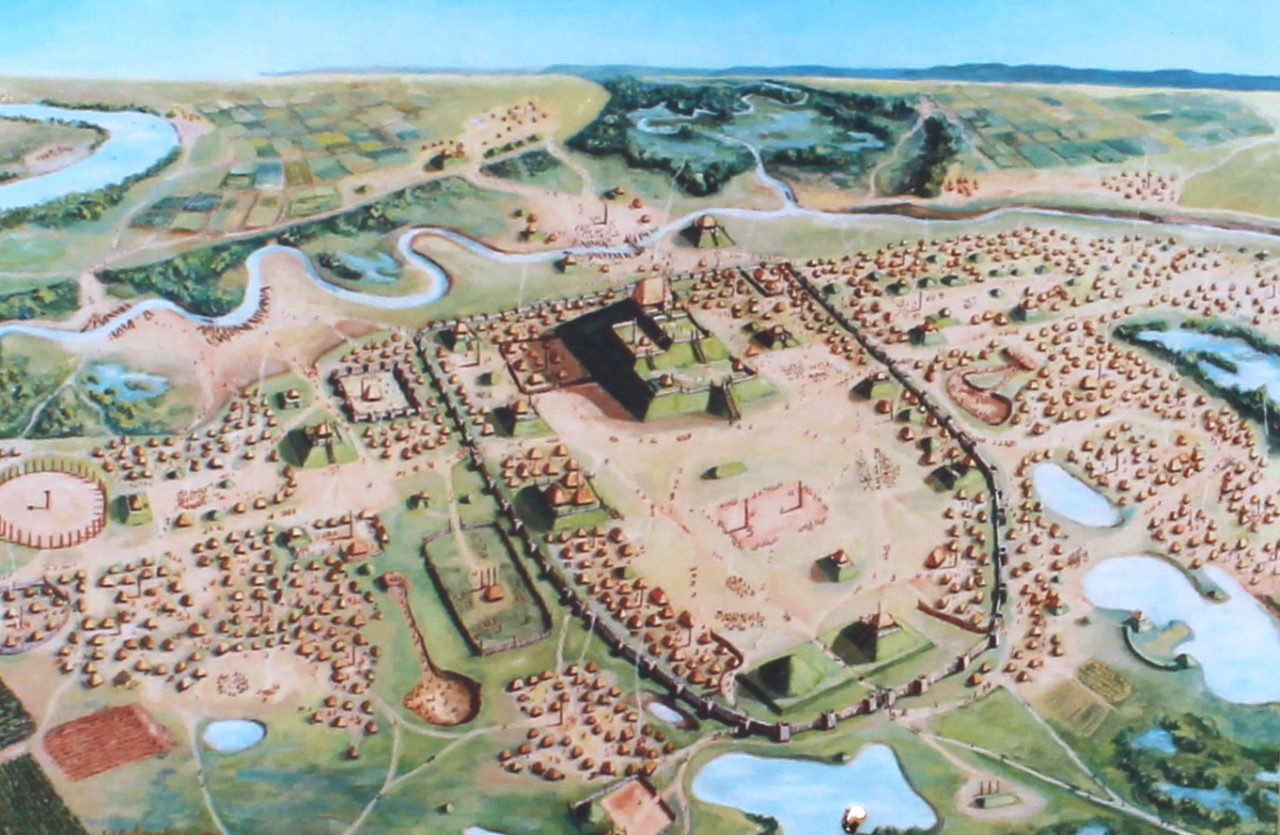 Artist rendering of Cahokia AD 1150-1200.