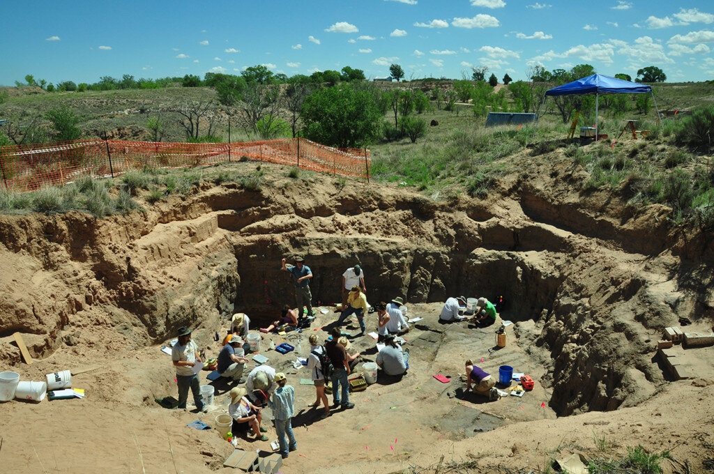 Recent Excavation on the South Bank of the Clovis Site. Credit: Blackwater Draw Archives, Eastern New Mexico University.