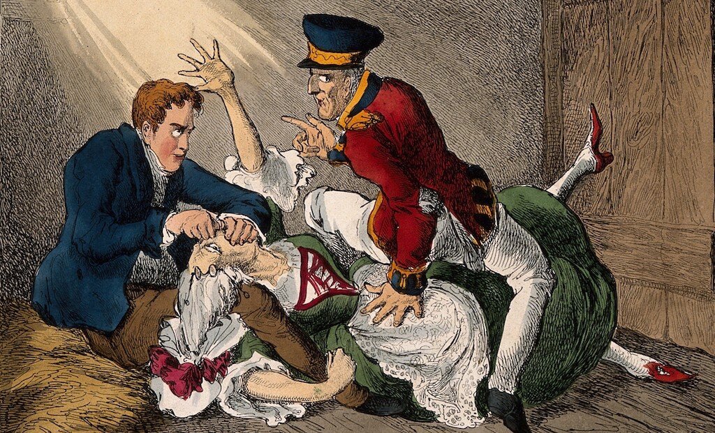 Burke and Hare shown "Burking" Mrs. Docherty