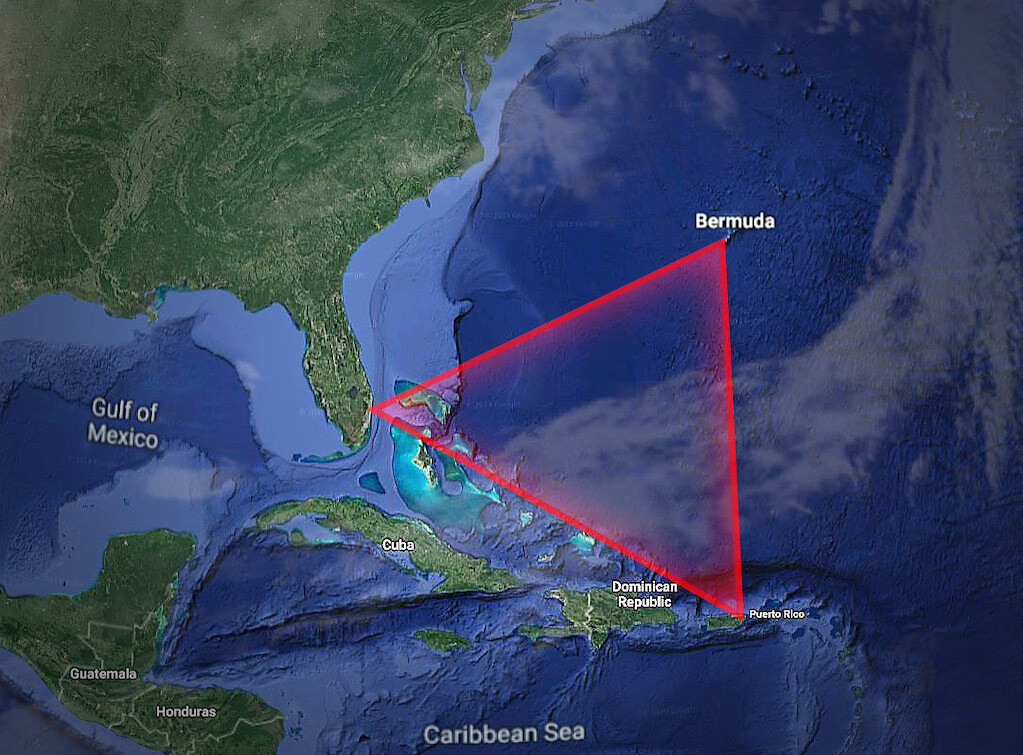 The Bermuda Triangle stretches from Miami, to San Juan , Puerto Rico to Bermuda.