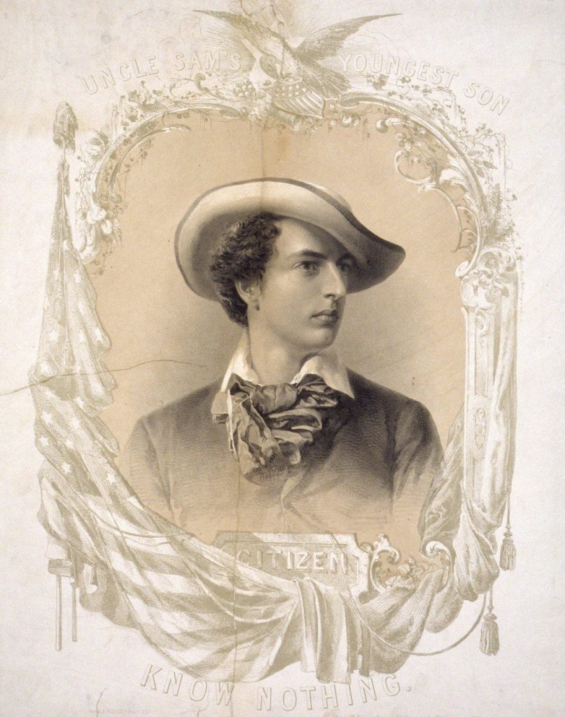 An 1855 portrait of a young man representing the Know Nothing Party.