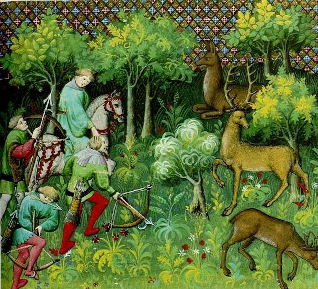 Gaston III, Count of Foix. A medieval forest, from Livre de chasse (1387).