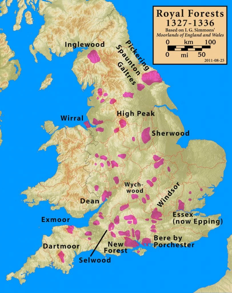 Location of Royal Forests, 1327–1336.