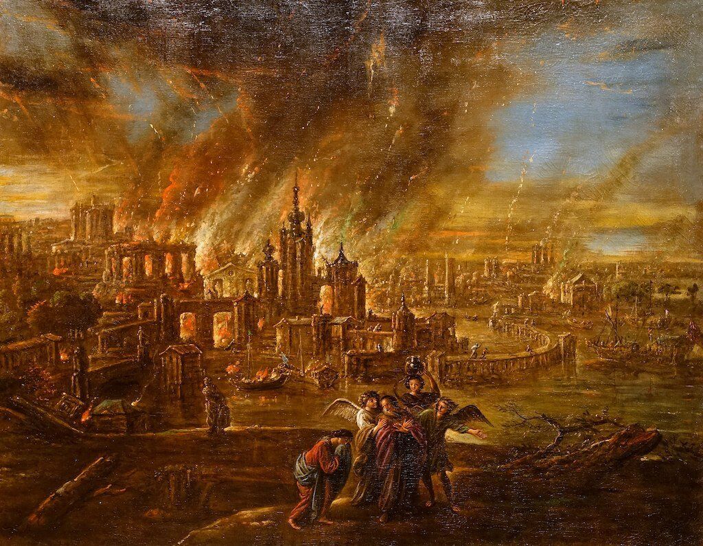 The destruction of Sodom and Gomorrah by Jacob de Wet II, 1680.